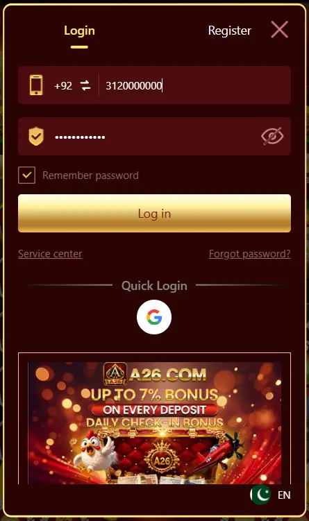 A26 Game Login